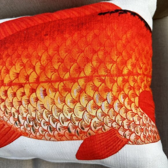 Set Of 2 Red Fish Throw Pillows 19x12 Coastal Nautical Home Decor - Picture 11 of 13